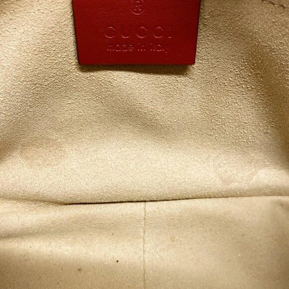 Auth GUCCI GG Marmont 448065 Red Leather Shoulder Bag - Picture 13 of 16